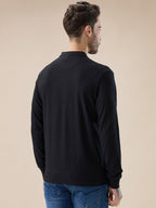 Men's Solid Striped Textured Full Sleeves Regular Fit Polo T-shirt