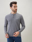 Men's Solid Henley Neck Regular Fit Full Sleeve T-Shirt with Logo and Button Closure