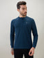 Men's Solid Henley Neck Regular Fit Full Sleeve T-Shirt with Logo and Button Closure
