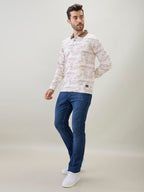 Men's Abstract Printed Polo Collar Regular Fit Full Sleeve T-Shirt