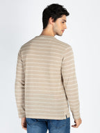 Mens Striped Henley Neck Full Sleeve T-Shirt