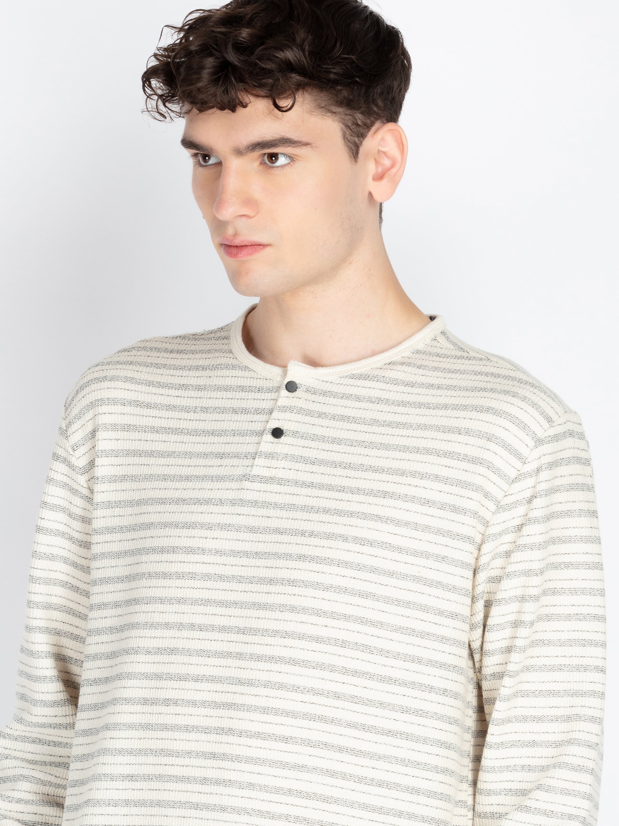 Men's Striped Henley Neck T-Shirt