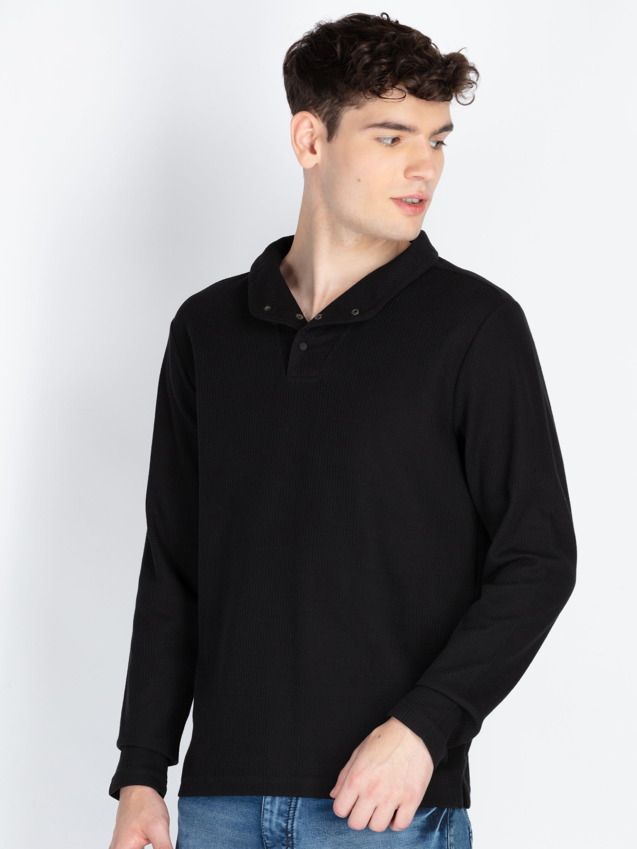 Men's Solid High Neck T-Shirt Secondary image
