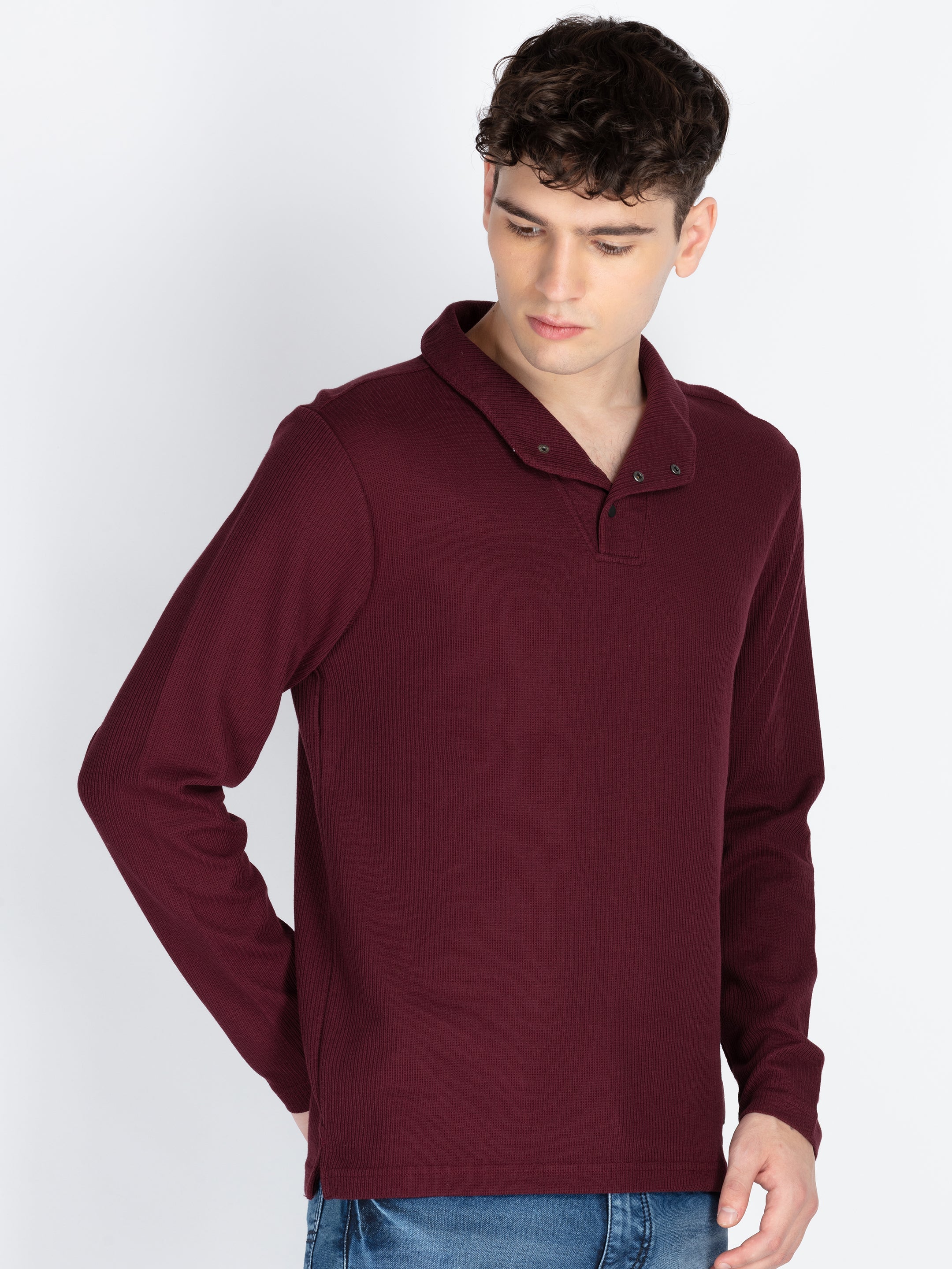 Men's Solid High Neck T-Shirt