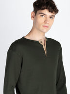 Mens Solid Henley Neck T-Shirt
