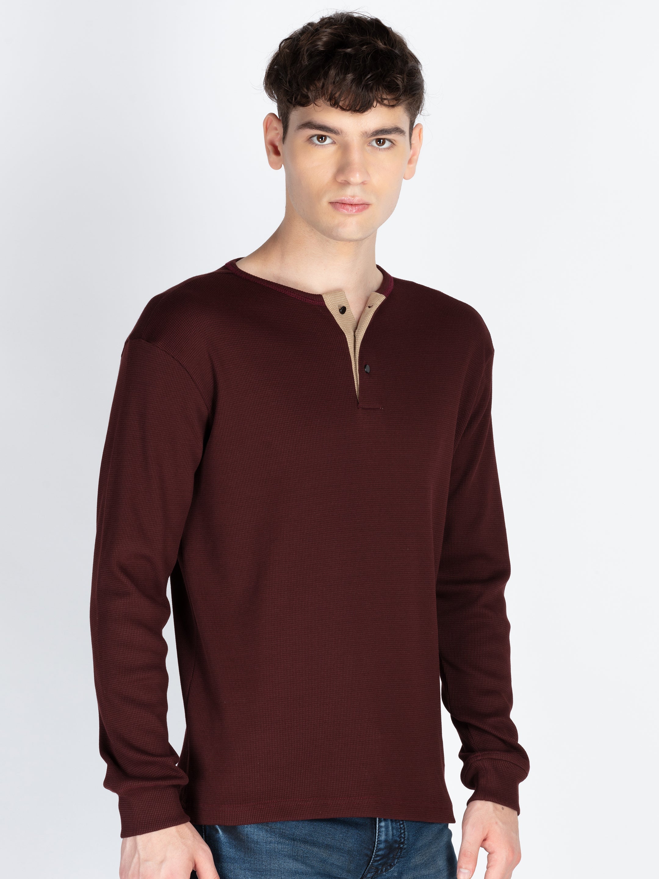 Men's Solid Henley Neck T-Shirt Secondary image