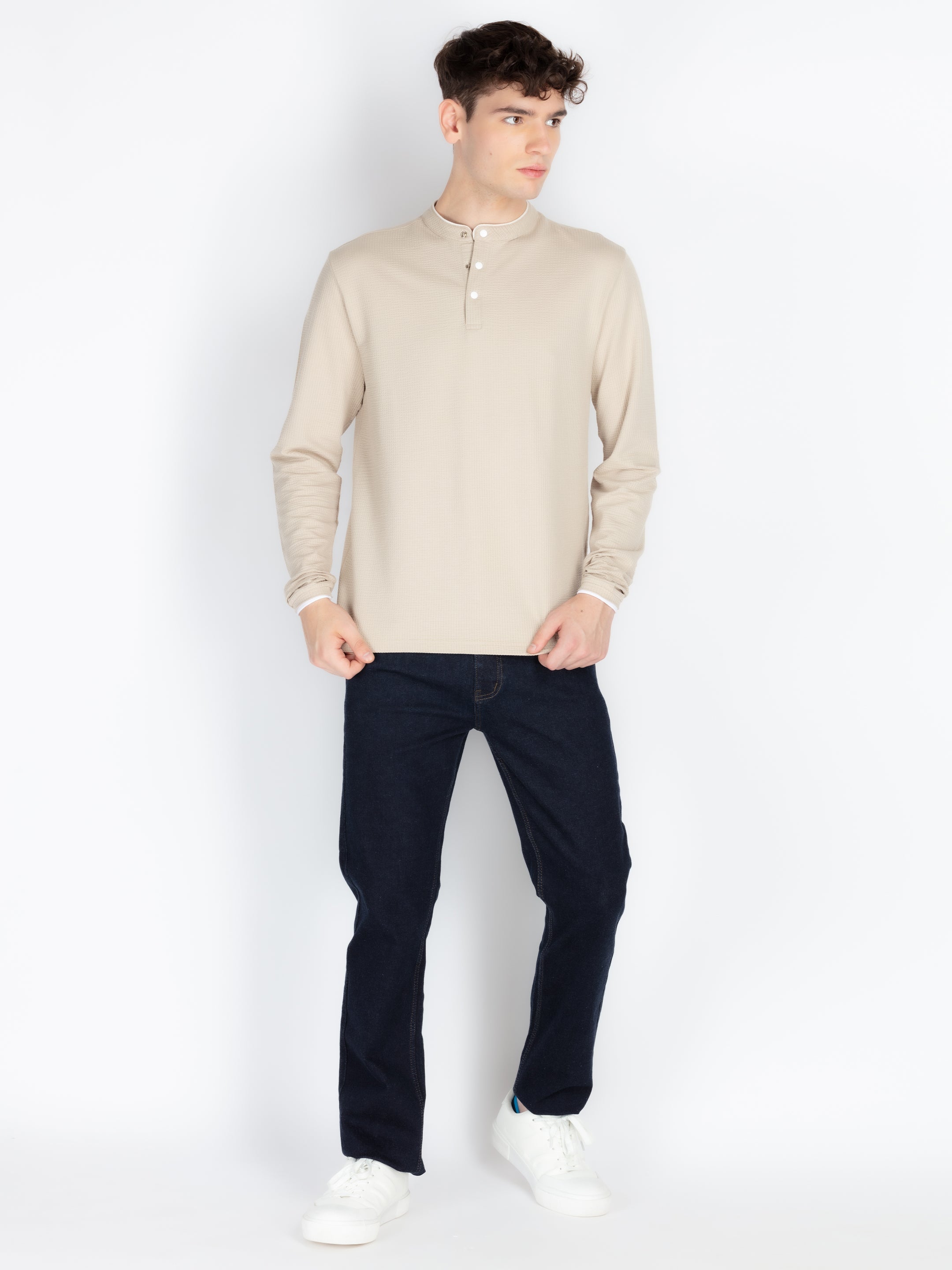 Men's Solid Henley Neck T-Shirt