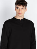 Mens Solid Henley Neck T-Shirt