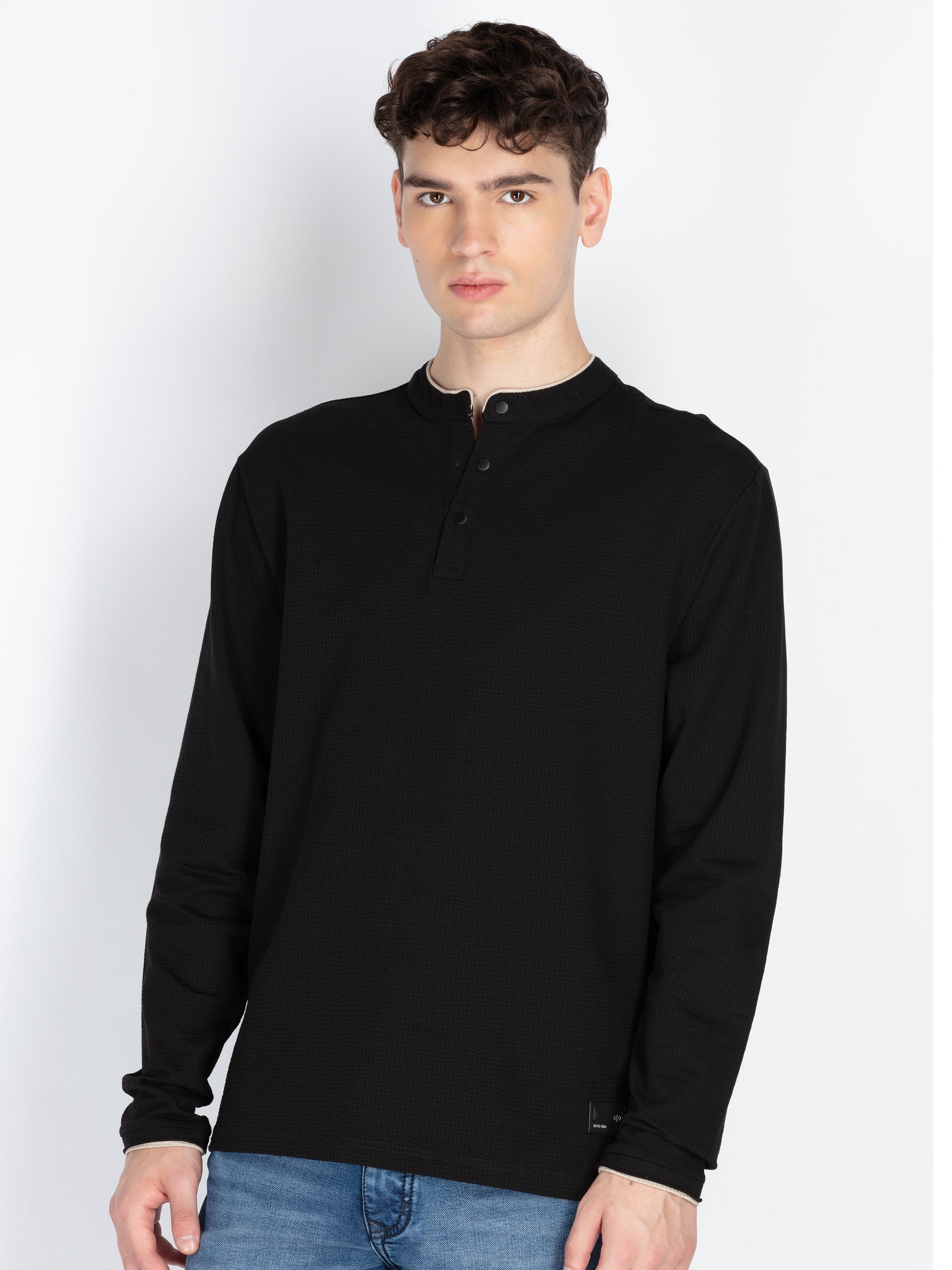 Mens Solid Henley Neck T-Shirt Secondary image