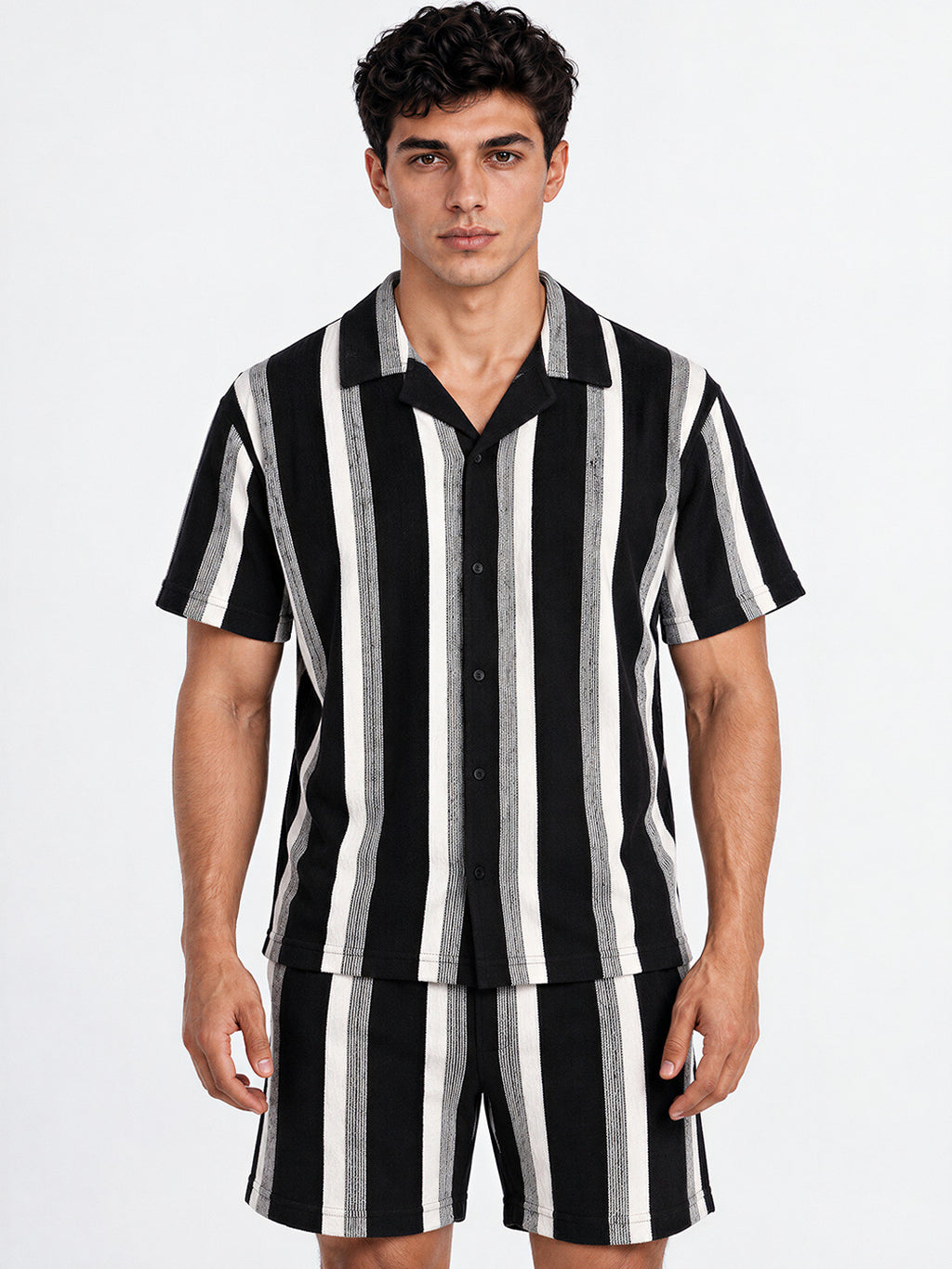 Men's Striped Regular Fit Co-Ord Set