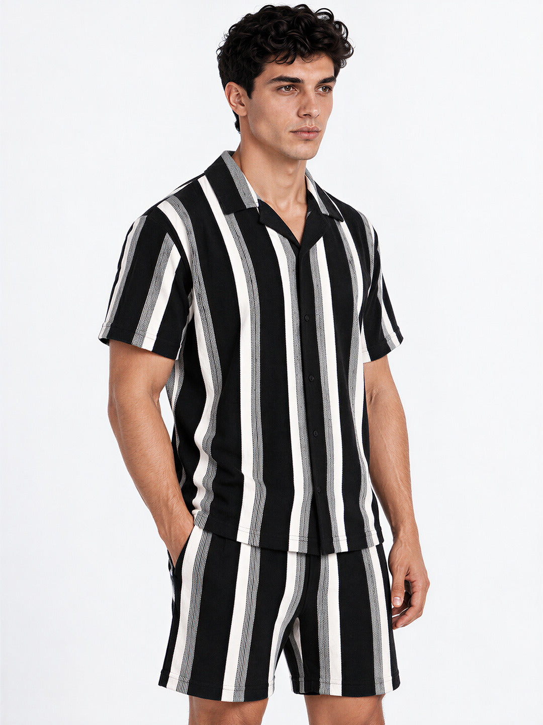 Men's Striped Regular Fit Co-Ord Set