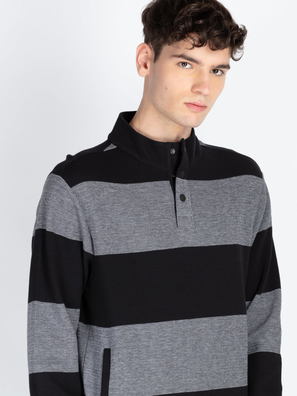 Men's Striped Knitted Regular Fit Winter Sweatshirt