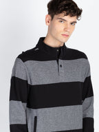 Men's Striped Knitted Regular Fit Winter Sweatshirt