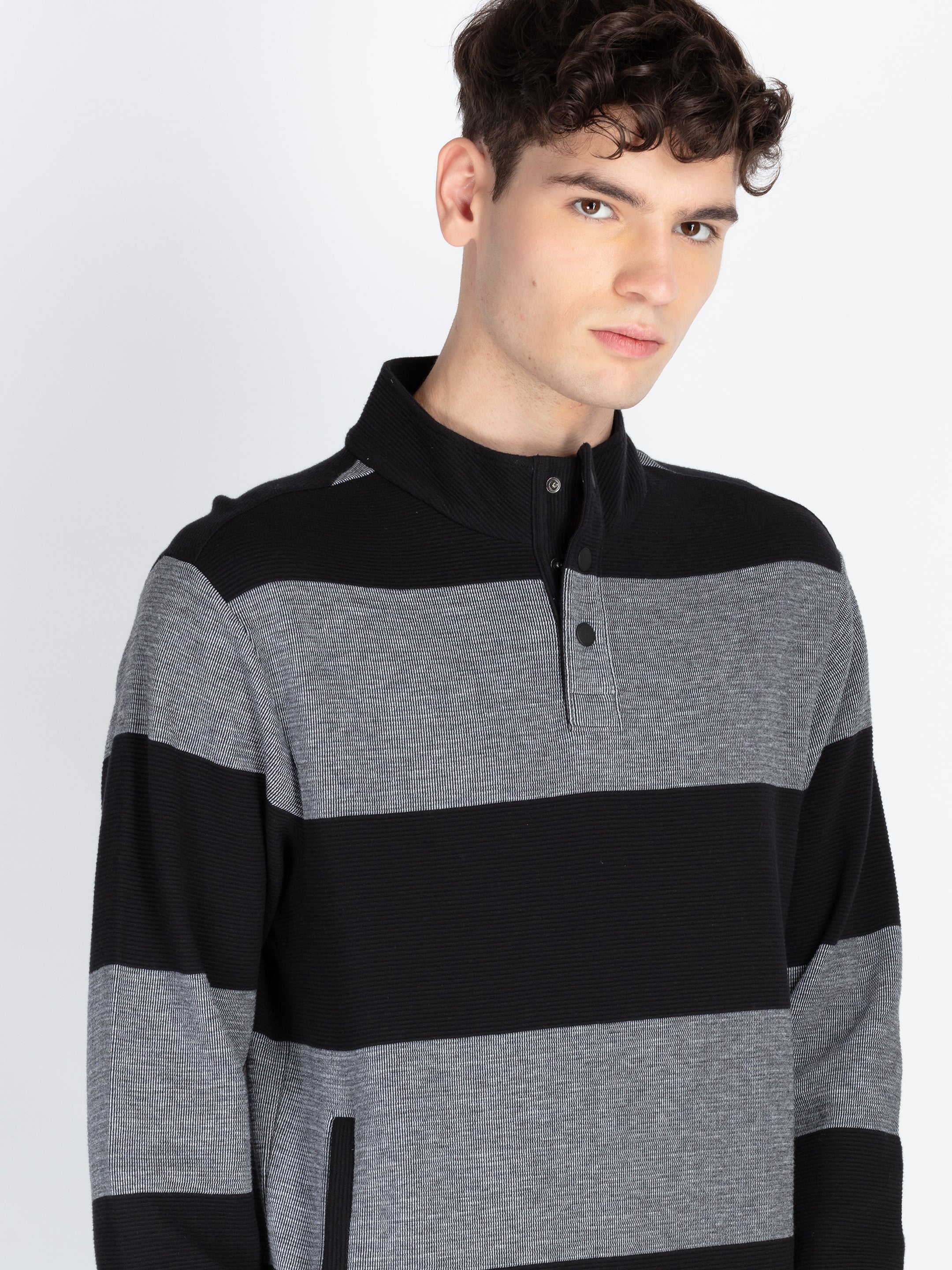 Men's Striped Knitted Regular Fit Winter Sweatshirt