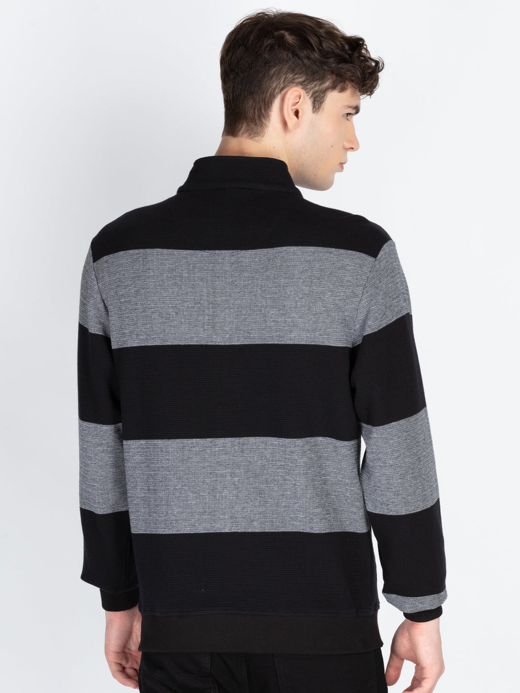 Men's Striped Knitted Regular Fit Winter Sweatshirt