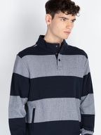 Men's Striped Knitted Regular Fit Winter Sweatshirt