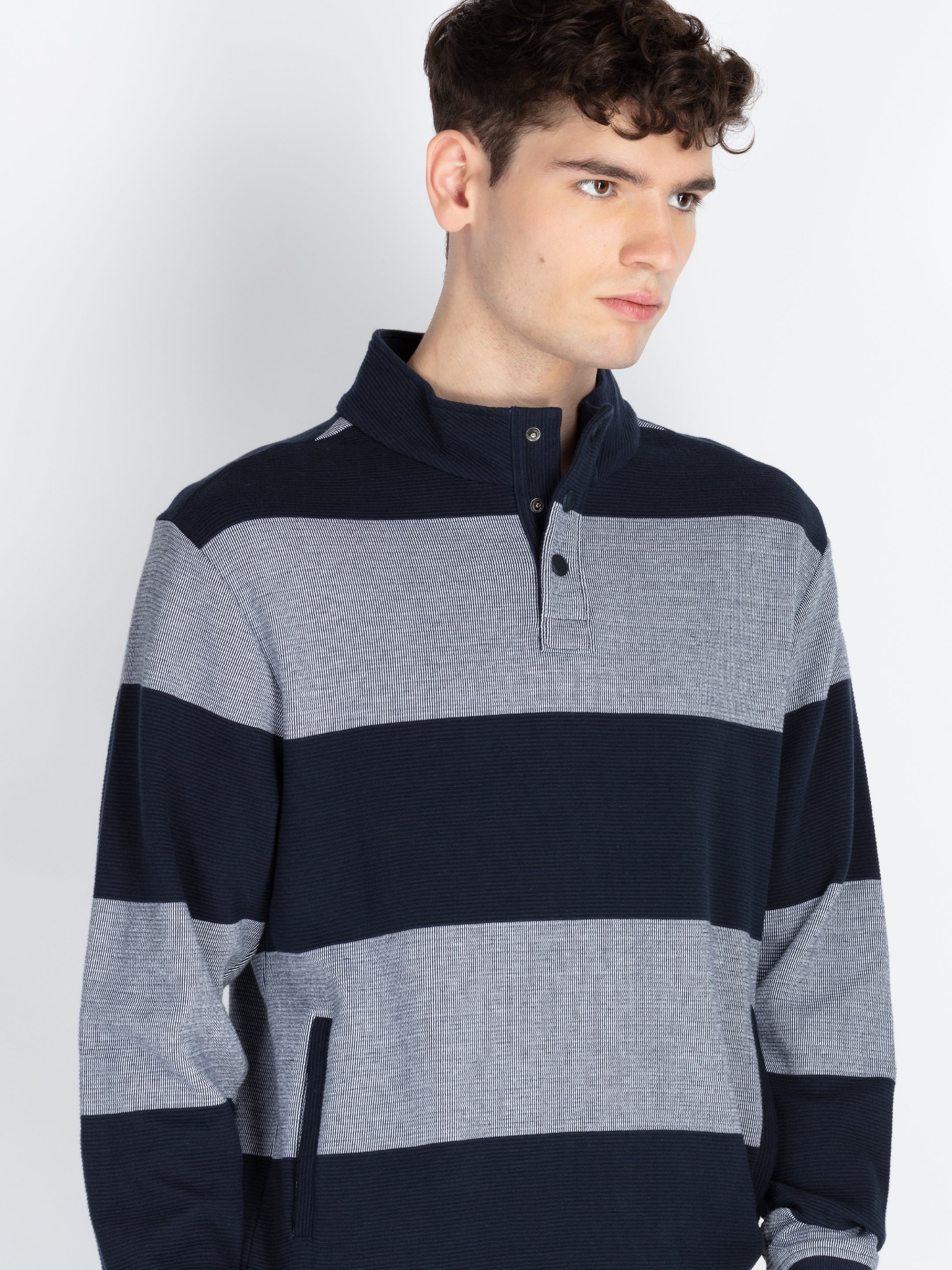 Men's Striped Knitted Regular Fit Winter Sweatshirt