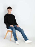 Mens Solid Round Neck Lightweight Sweatshirt