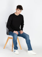 Mens Solid Round Neck Lightweight Sweatshirt