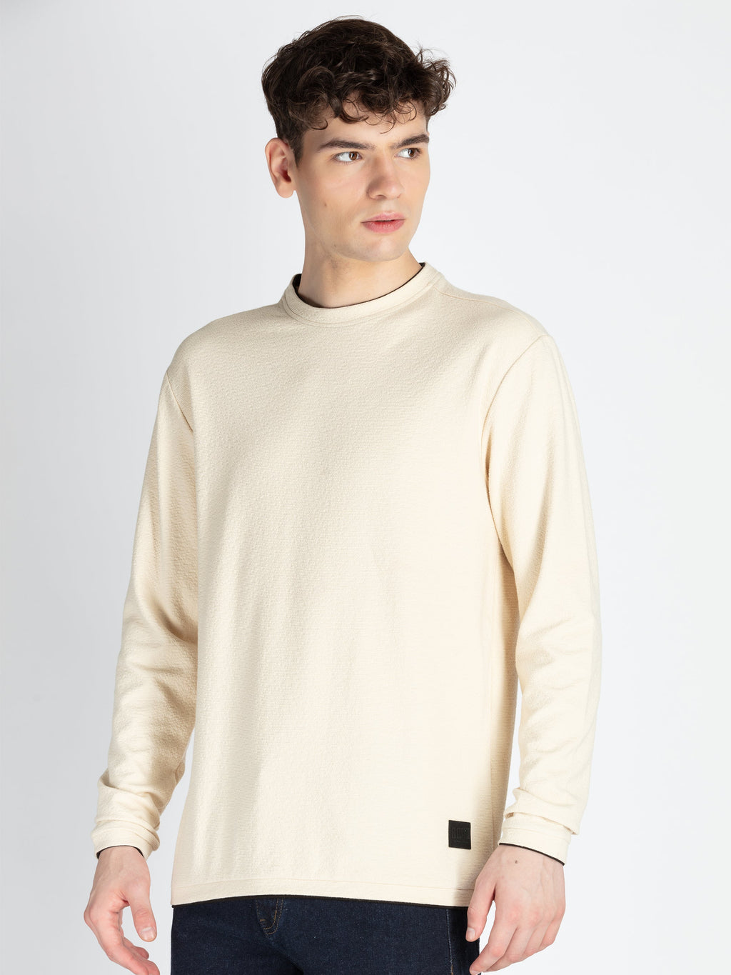 Mens Solid Round Neck Lightweight Sweatshirt