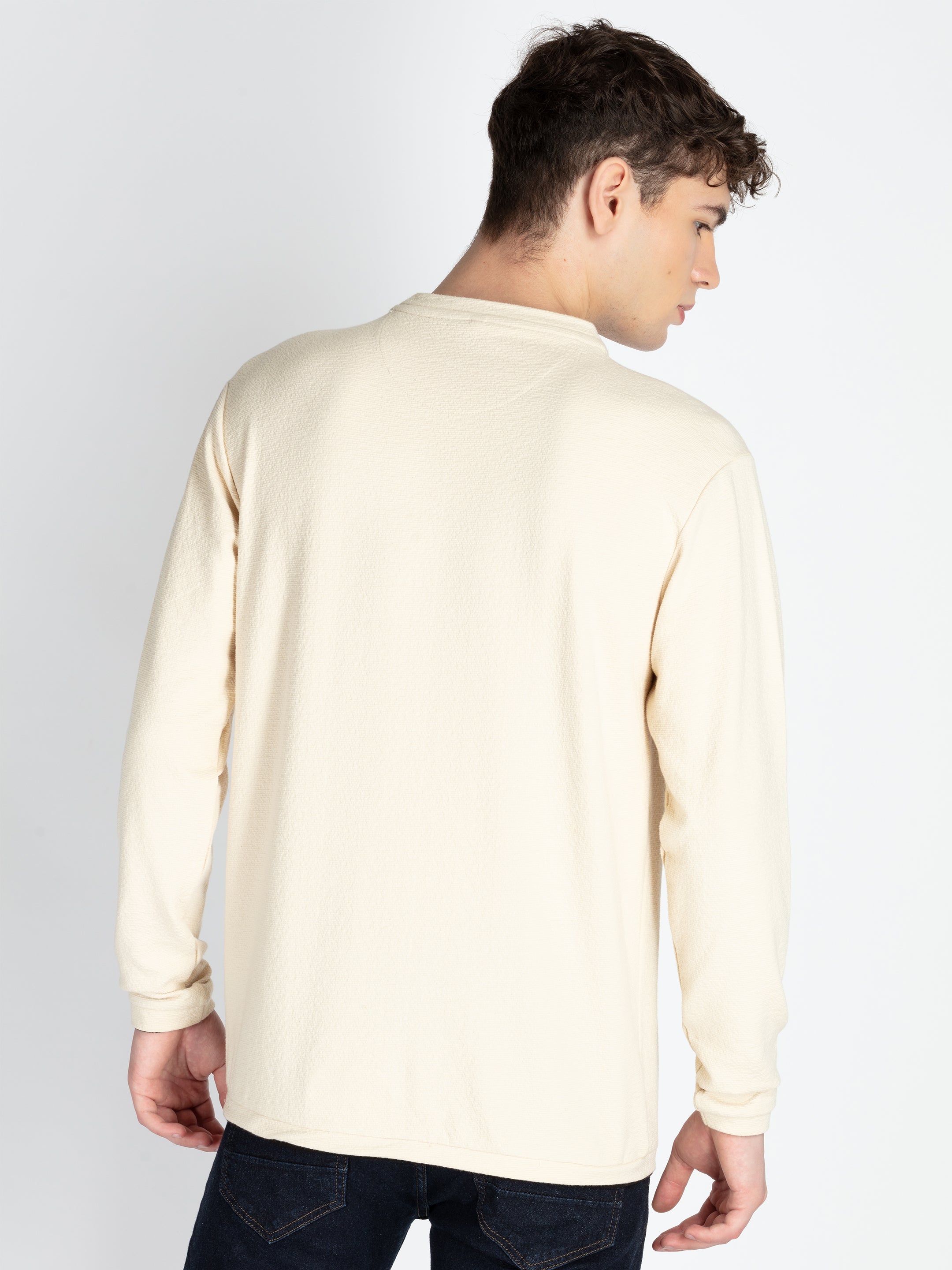 Mens Solid Round Neck Lightweight Sweatshirt