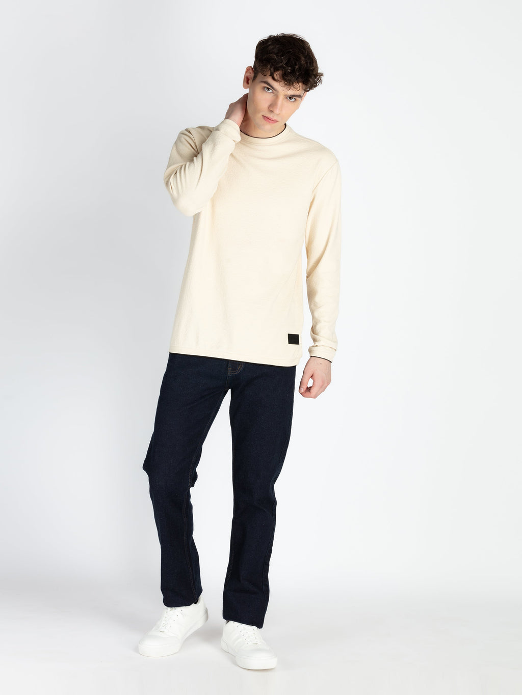 Mens Solid Round Neck Lightweight Sweatshirt