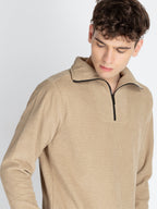 Mens Solid High Neck Lightweight Sweatshirt