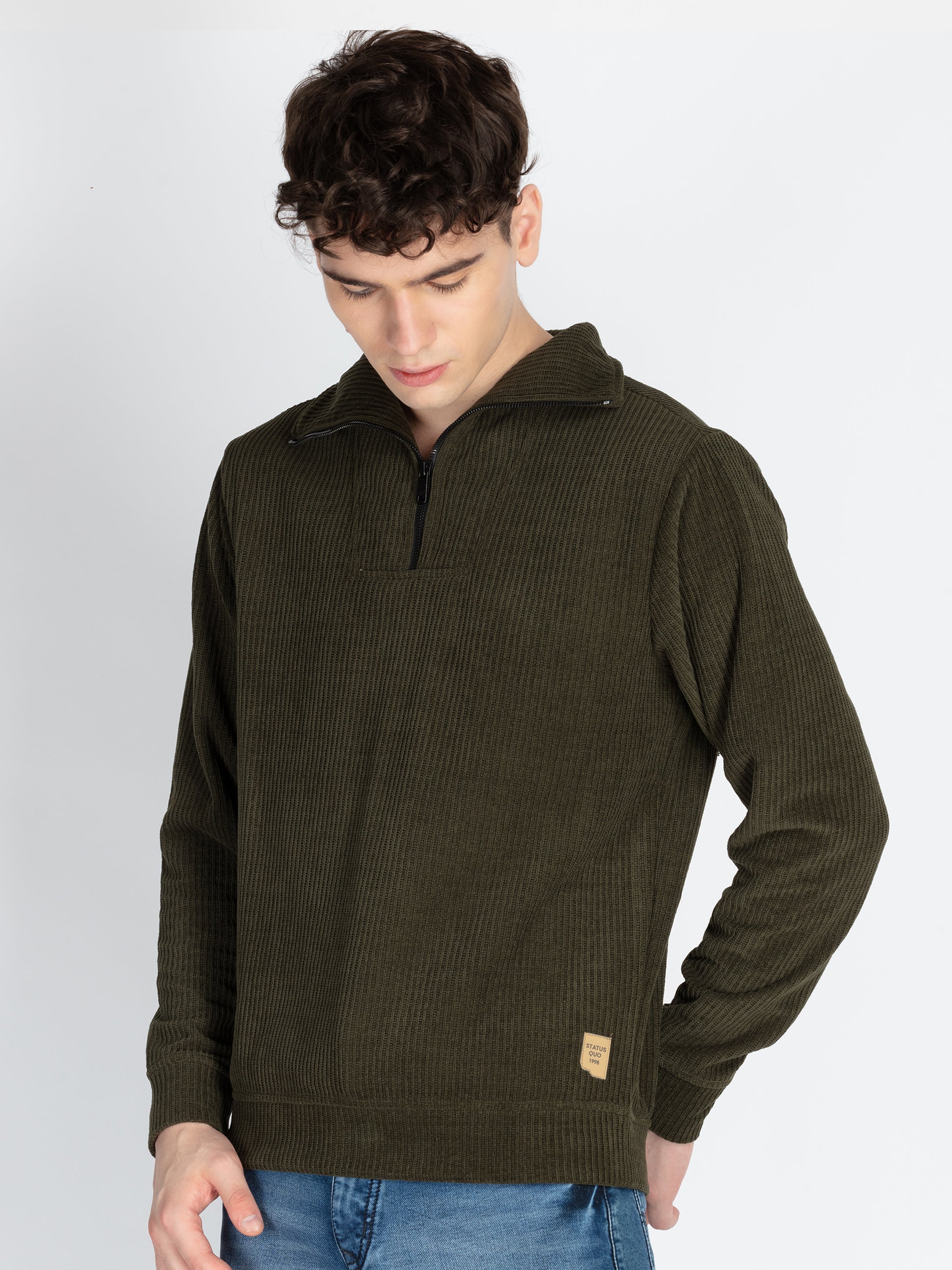 Mens Solid High Neck Lightweight Sweatshirt Secondary image