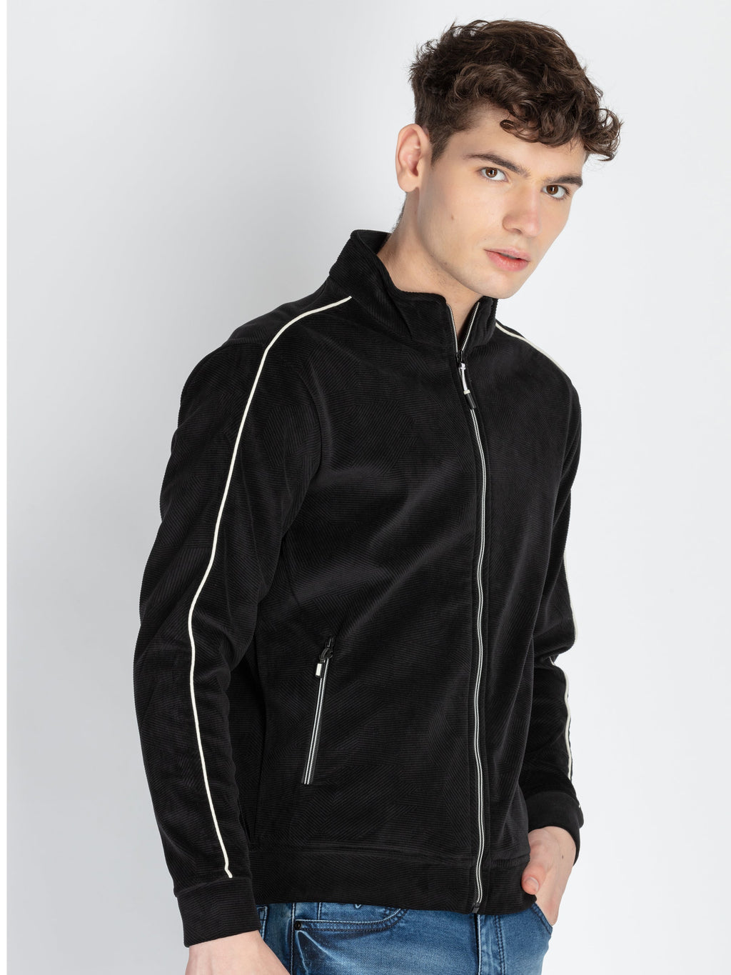 Mens Solid High Neck Lightweight Sweatshirt