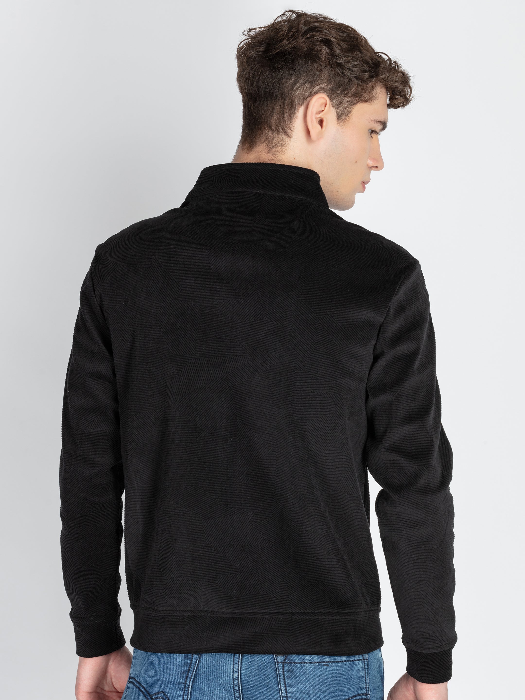 Mens Solid High Neck Lightweight Sweatshirt