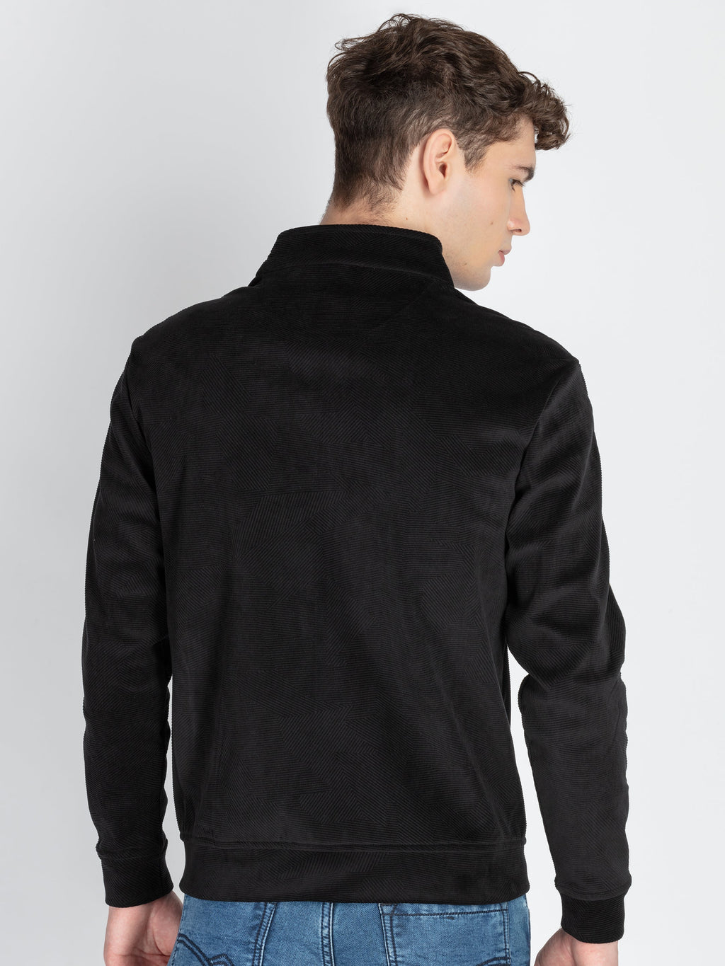 Mens Solid High Neck Lightweight Sweatshirt