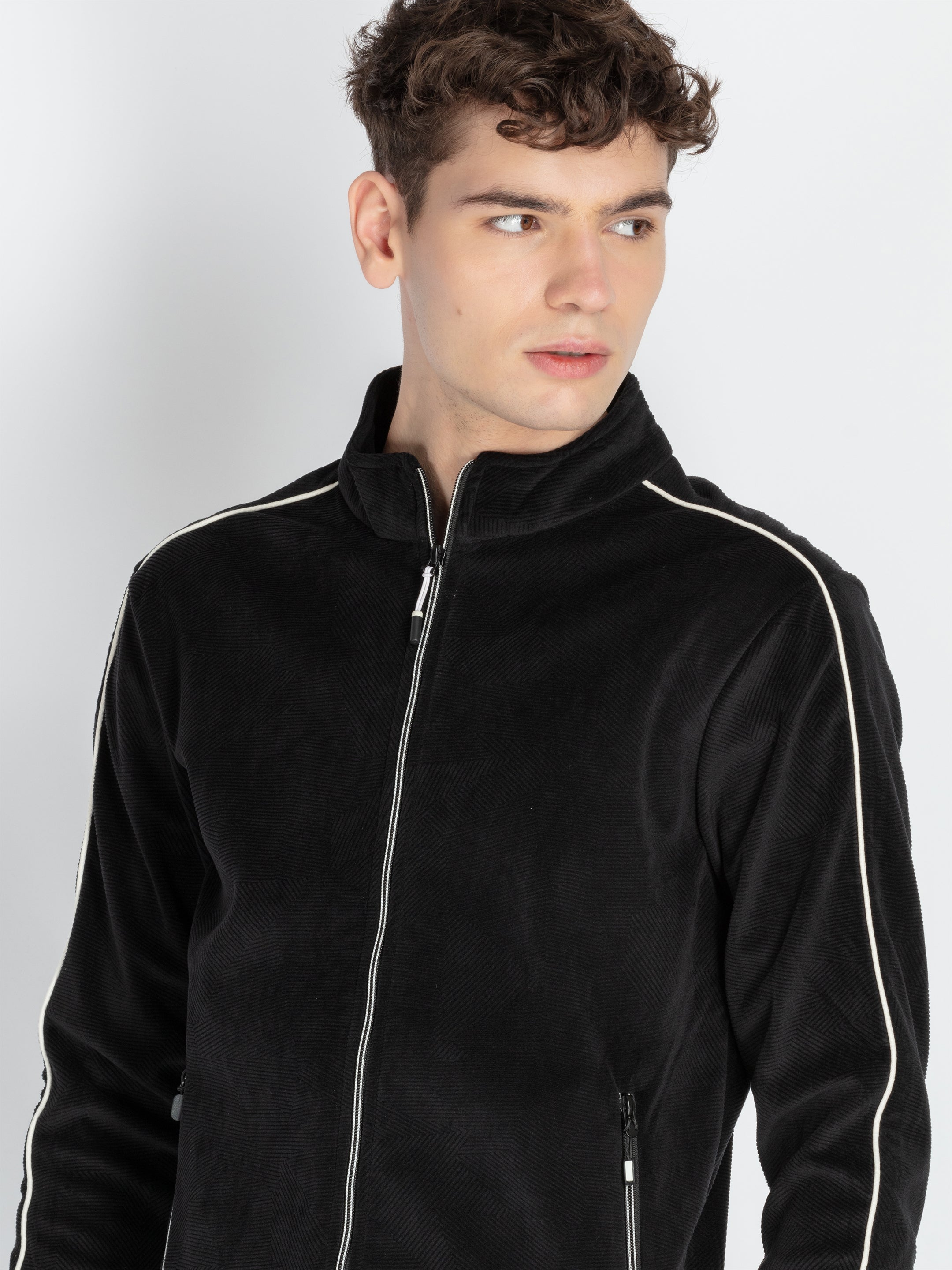 Mens Solid High Neck Lightweight Sweatshirt