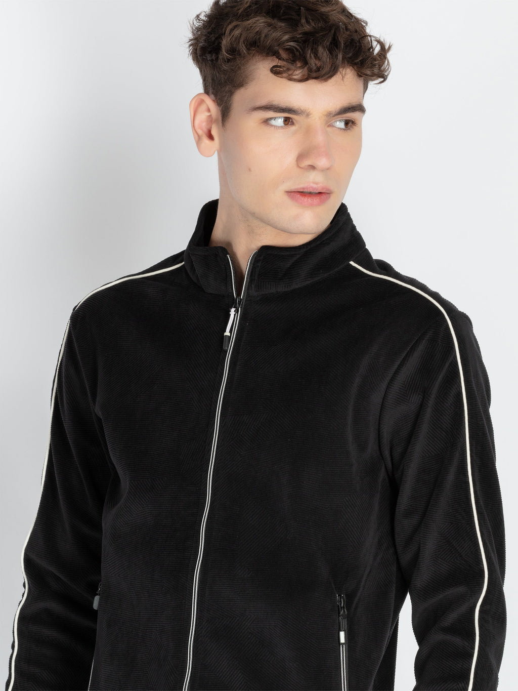 Mens Solid High Neck Lightweight Sweatshirt