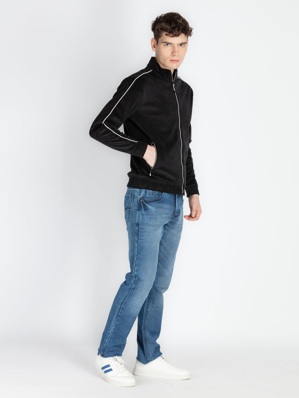 Mens Solid High Neck Lightweight Sweatshirt