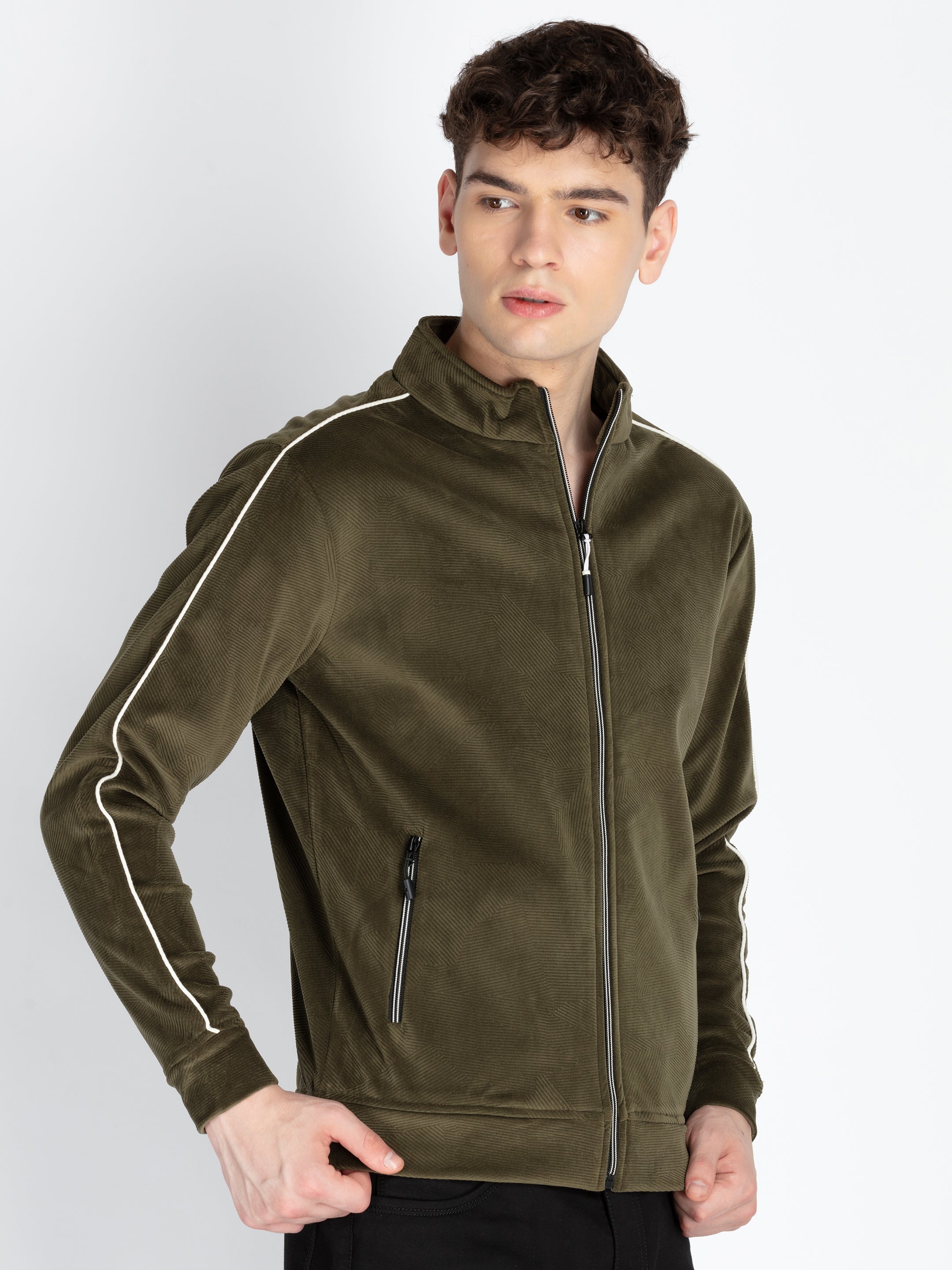 Mens Solid High Neck Lightweight Sweatshirt