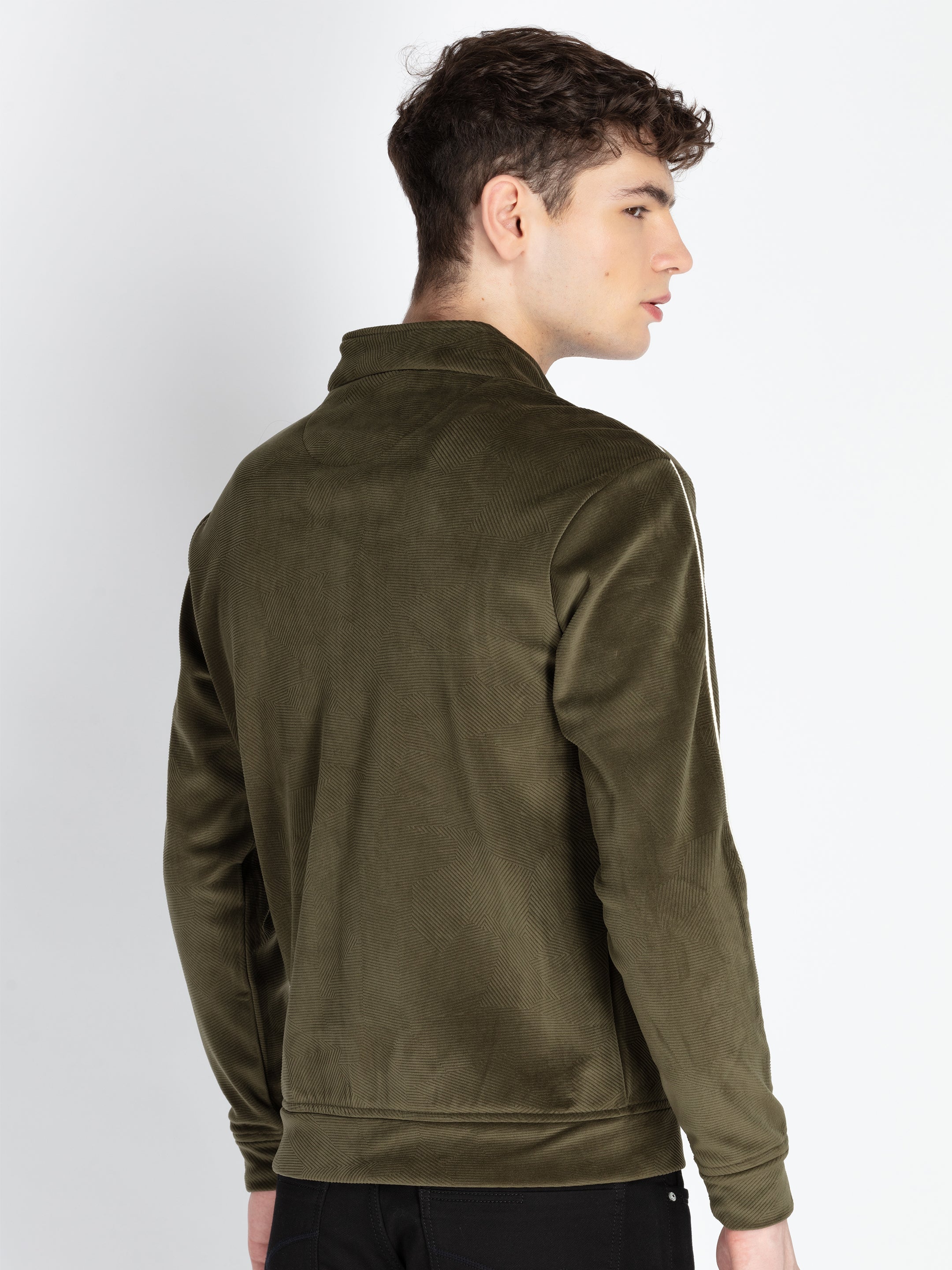 Mens Solid High Neck Lightweight Sweatshirt