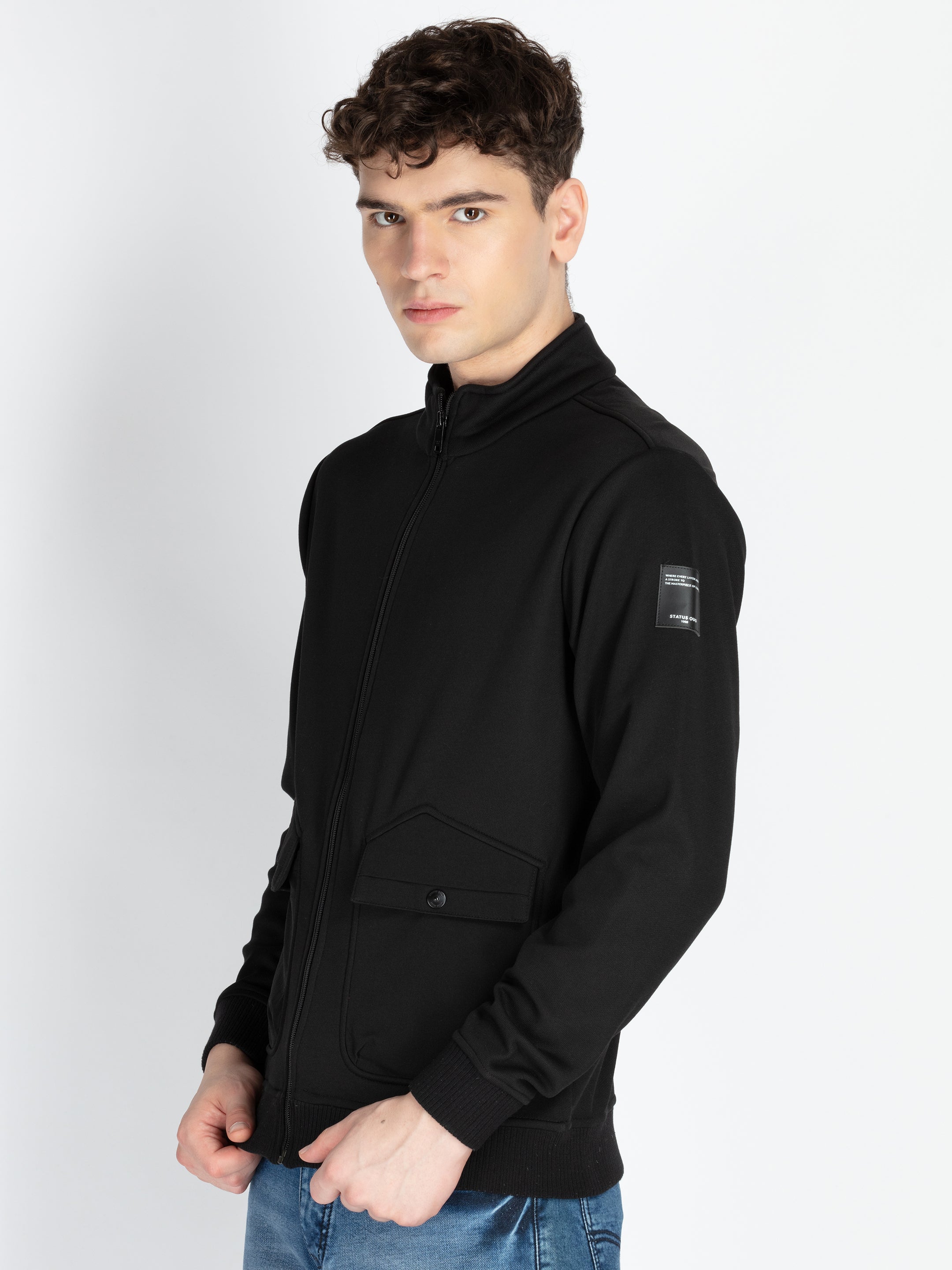 Mens Solid High Neck Lightweight Sweatshirt Secondary image