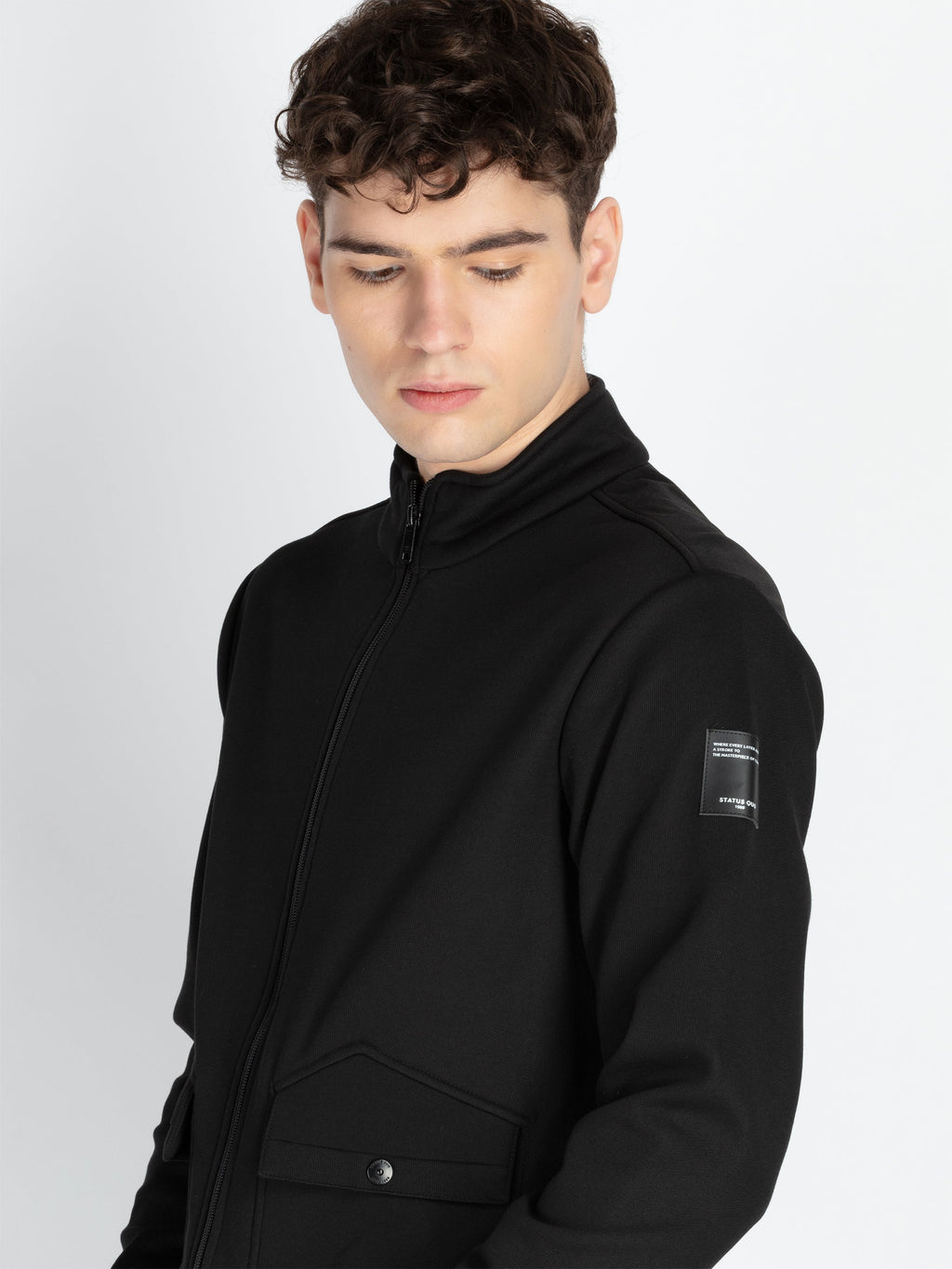 Mens Solid High Neck Lightweight Sweatshirt