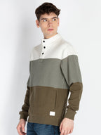 Mens Striped High Neck Lightweight Sweatshirt