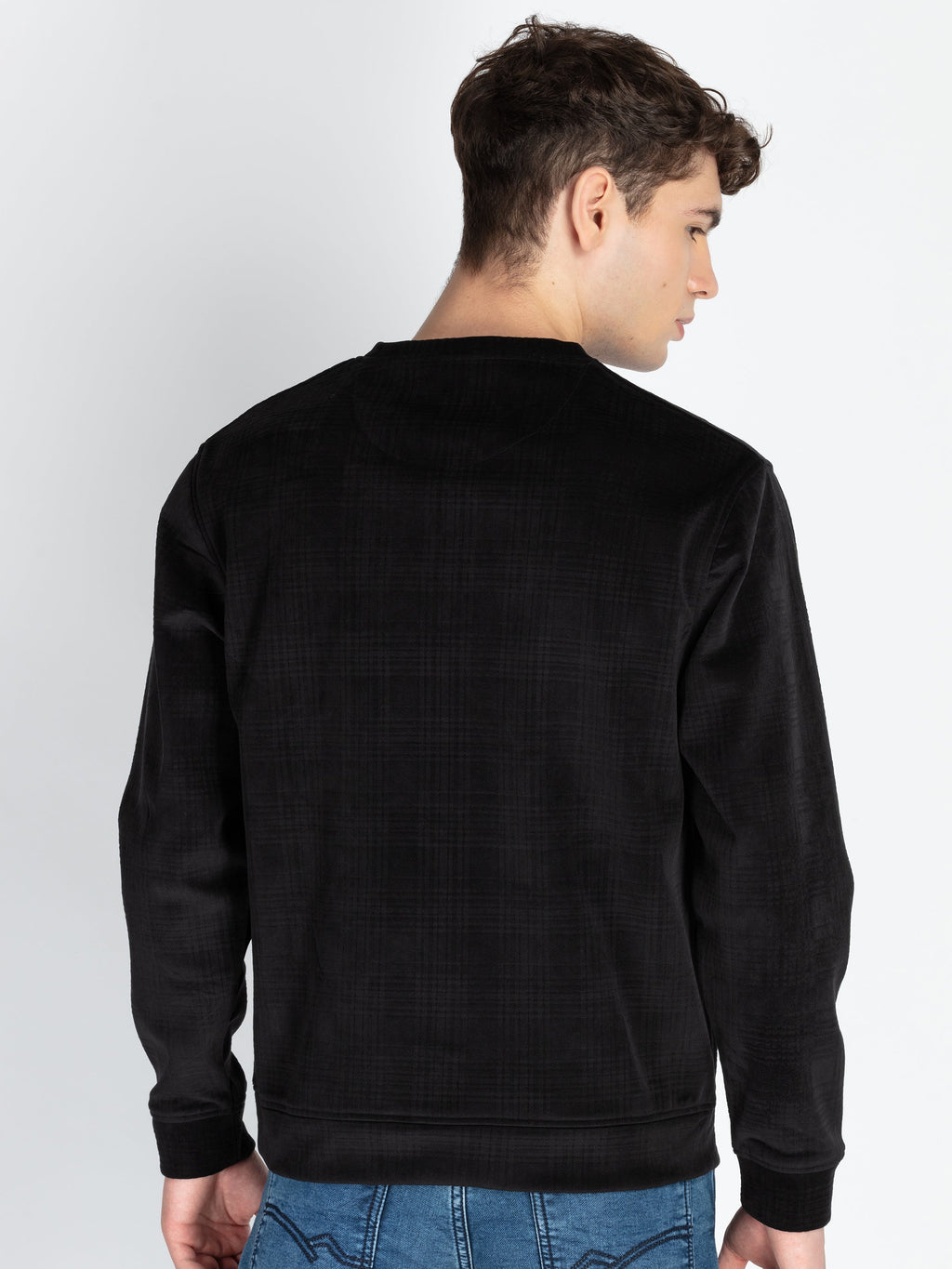Mens Solid Round Neck Lightweight Sweatshirt