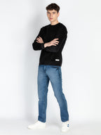 Mens Solid Round Neck Lightweight Sweatshirt