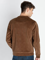 Mens Solid Round Neck Lightweight Sweatshirt