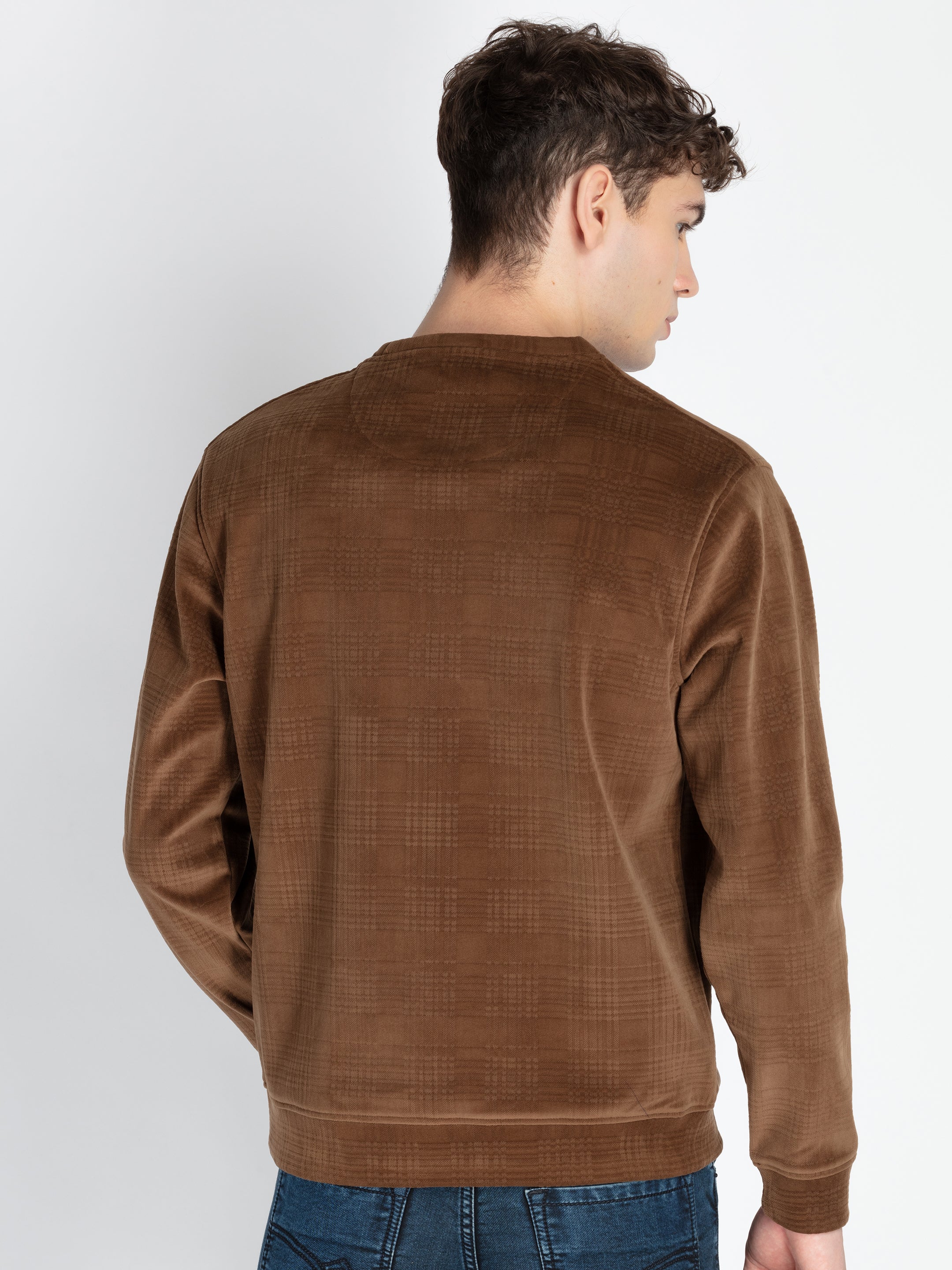 Mens Solid Round Neck Lightweight Sweatshirt