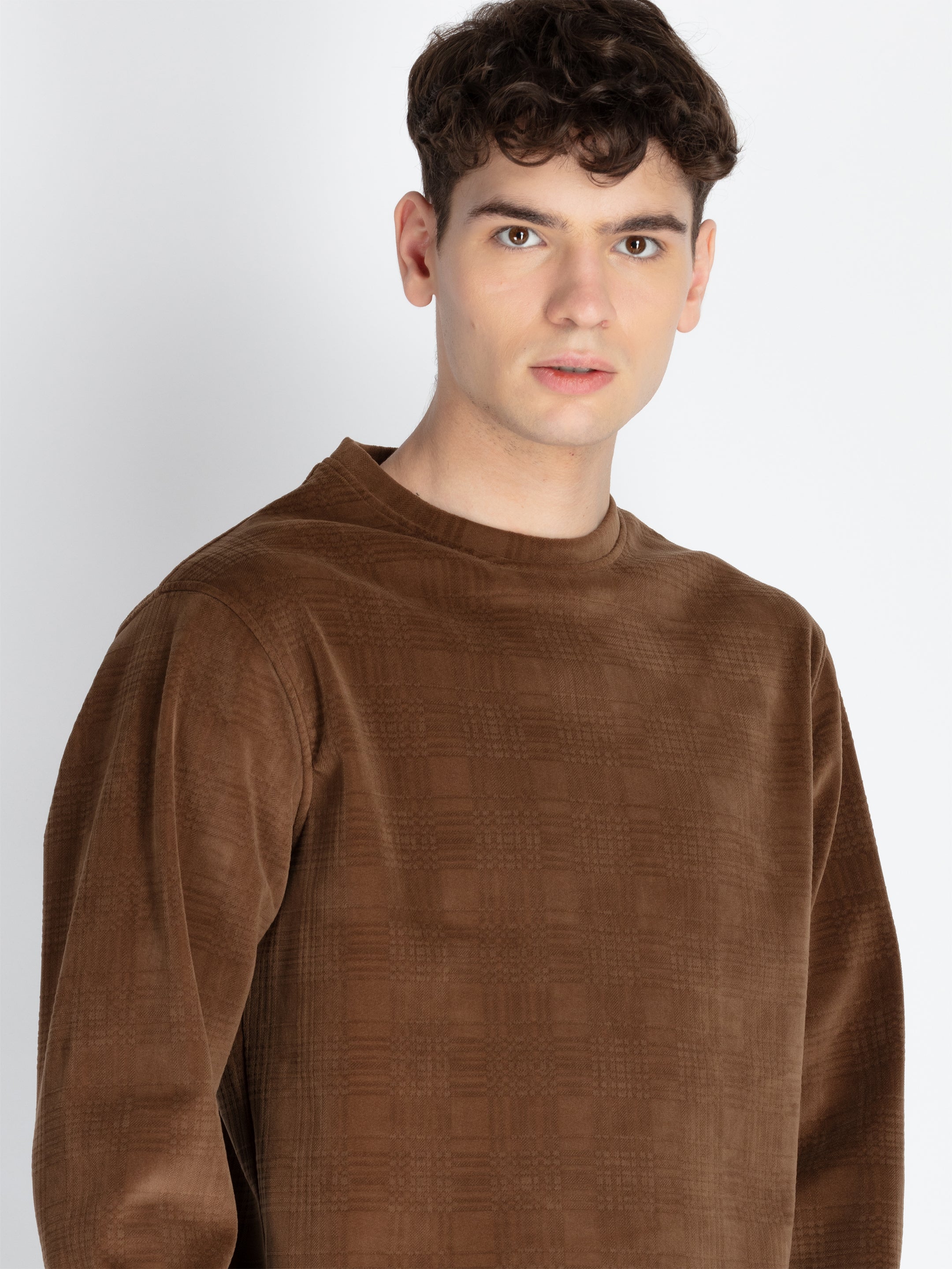 Mens Solid Round Neck Lightweight Sweatshirt