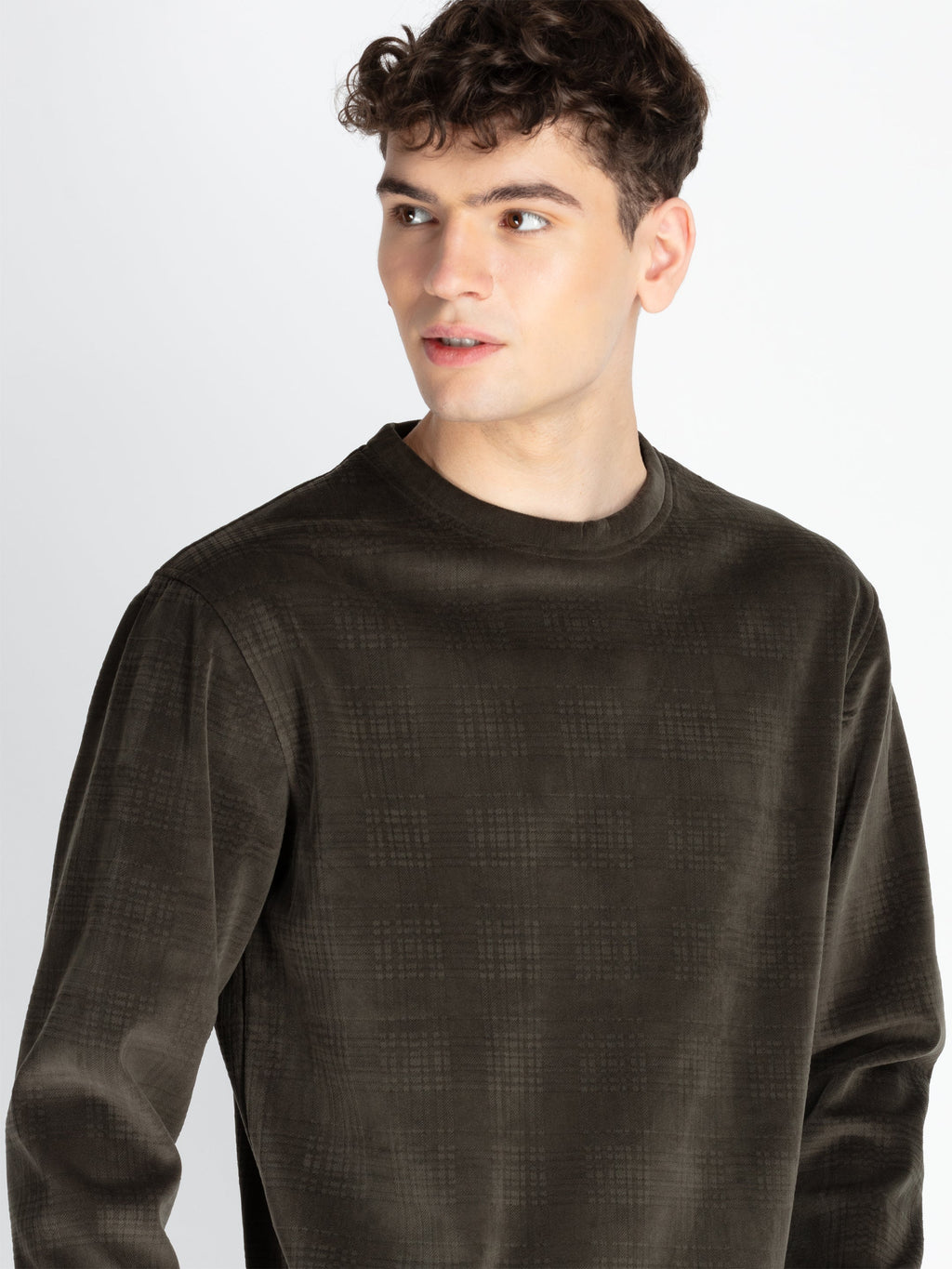Mens Solid Round Neck Lightweight Sweatshirt