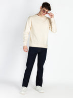 Mens Solid Round Neck Lightweight Sweatshirt