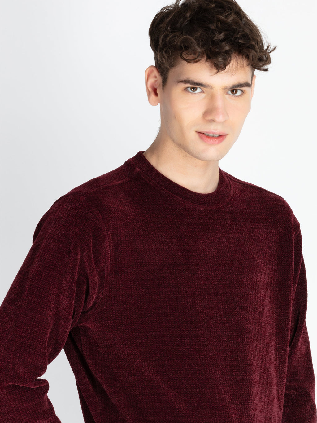 Mens Solid Round Neck Lightweight Sweatshirt