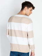 Mens Striped Round Neck Lightweight Sweatshirt