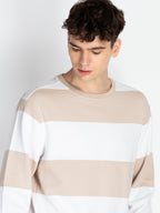 Mens Striped Round Neck Lightweight Sweatshirt