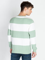 Mens Striped Round Neck Lightweight Sweatshirt